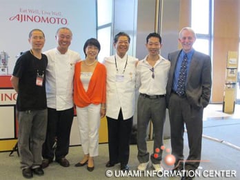 (da sinistra a destra) Hideki Matsuhisa, NOBU(Nobuyuki Matsuhisa), Kumiko Ninomiya, Yoshihiro Murata, Daisuke Hayashi, Gary Beauchamp
