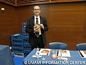 Luis Rodriguez preparing UIC pamphlets and books
