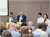 Presentation by chef Shimomura and Dr. Kawasaki (From left to right, Dr. Kawasaki, Dr. Mouritsen, Chef Shimomura and Dr. San Gabriel)